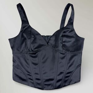 Jason Wu Women's Cropped Corset Tank Top Black Zipper Sexy Size Large